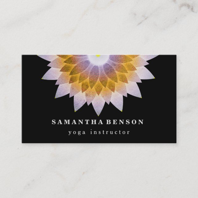 Elegant Lotus Flower Logo Yoga Business Card (Front)