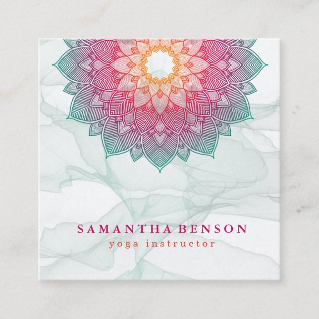 Elegant Lotus Flower Logo Yoga Business Card (Front)
