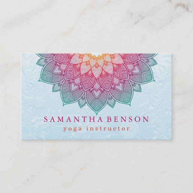 Elegant Lotus Flower Logo Yoga Business Card (Front)