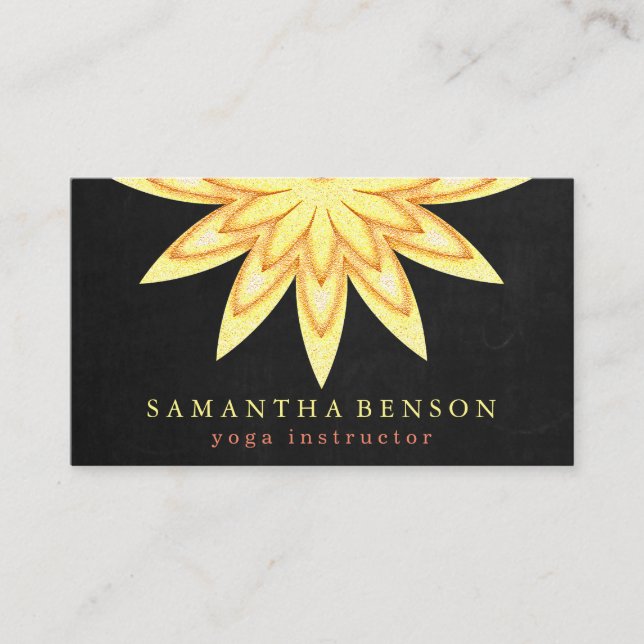 Elegant Lotus Flower Logo Yoga Business Card (Front)