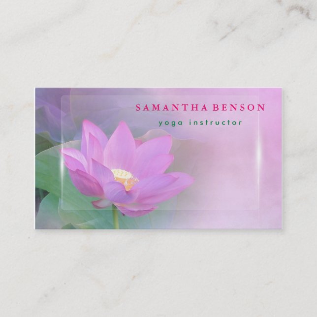Elegant Lotus Flower Logo Yoga Business Card (Front)