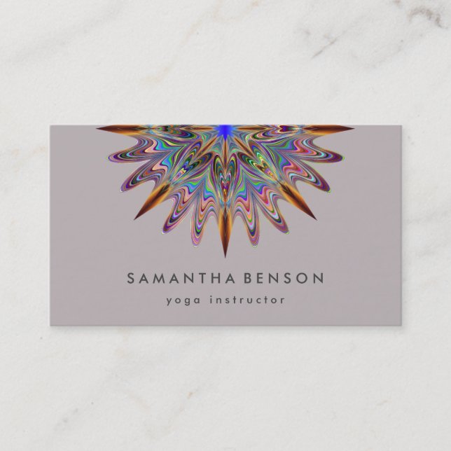 Elegant Lotus Flower Logo Yoga Business Card (Front)