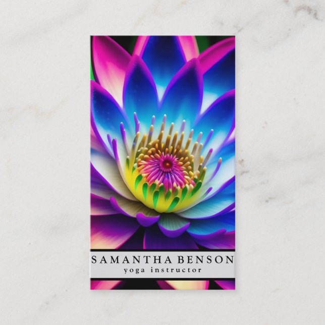 Elegant Lotus Flower Logo Yoga Business Card (Front)
