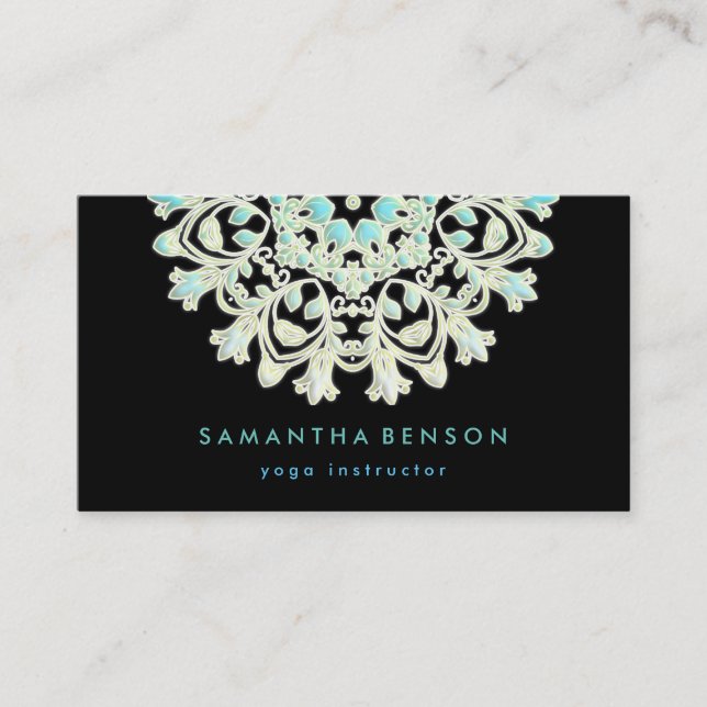 Elegant Lotus Flower Logo Yoga Business Card (Front)