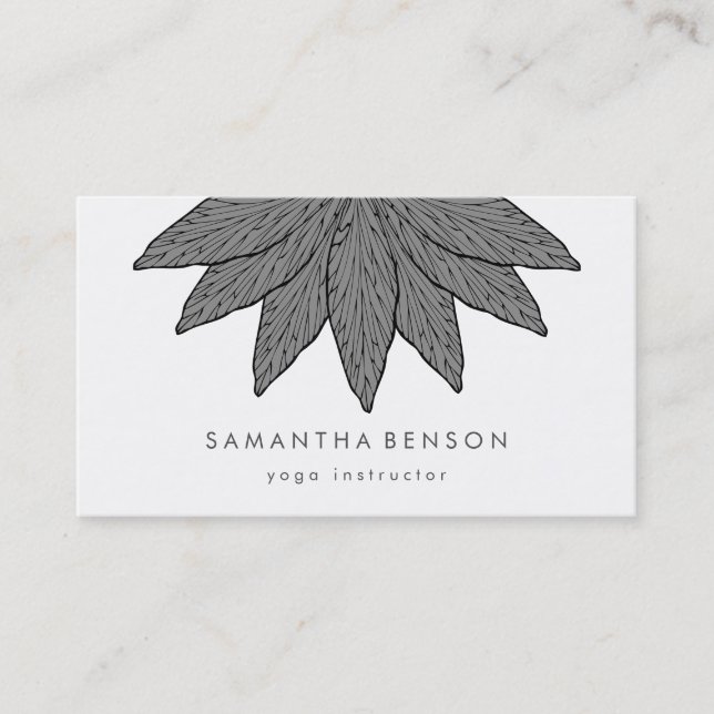 Elegant Lotus Flower Logo Yoga Business Card (Front)