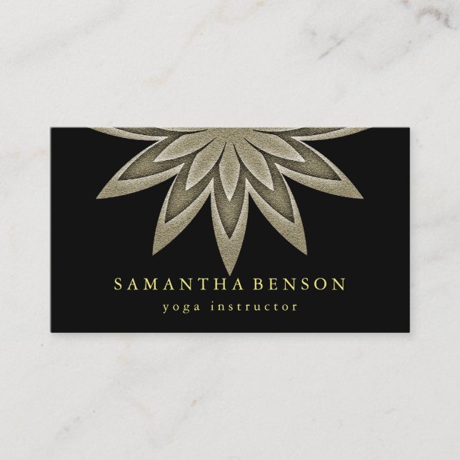Elegant Lotus Flower Logo Yoga Business Card (Front)