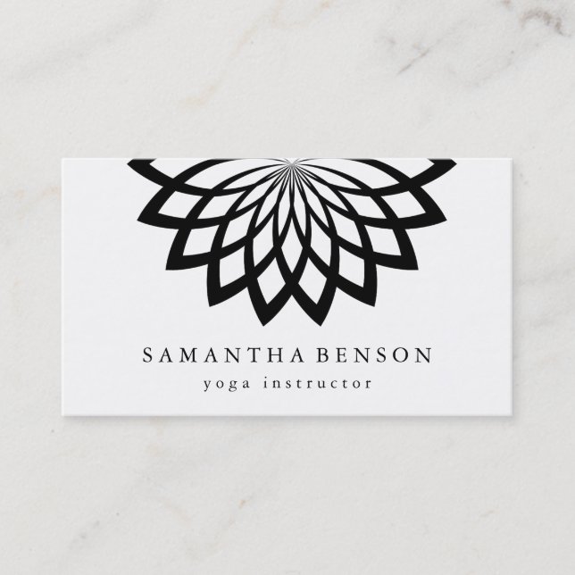 Elegant Lotus Flower Logo Yoga Business Card (Front)