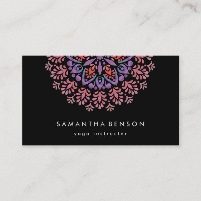 Elegant Lotus Flower Logo Yoga Business Card (Front)