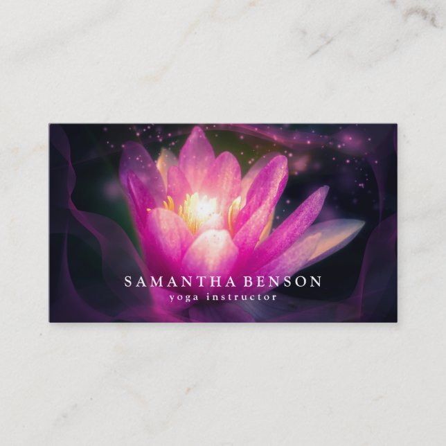 Elegant Lotus Flower Logo Yoga Business Card (Front)