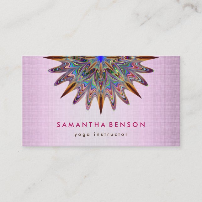 Elegant Lotus Flower Logo Yoga Business Card (Front)