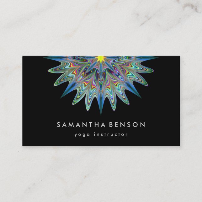 Elegant Lotus Flower Logo Yoga Business Card (Front)