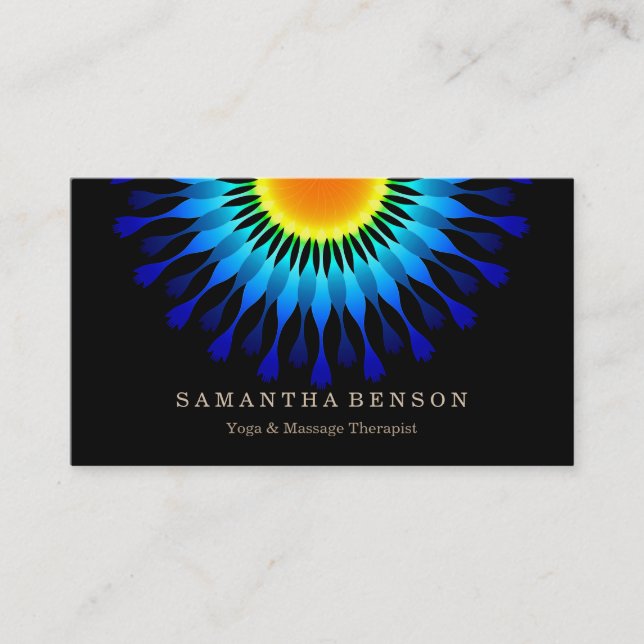 Elegant  Lotus Flower Logo Yoga Business Card (Front)