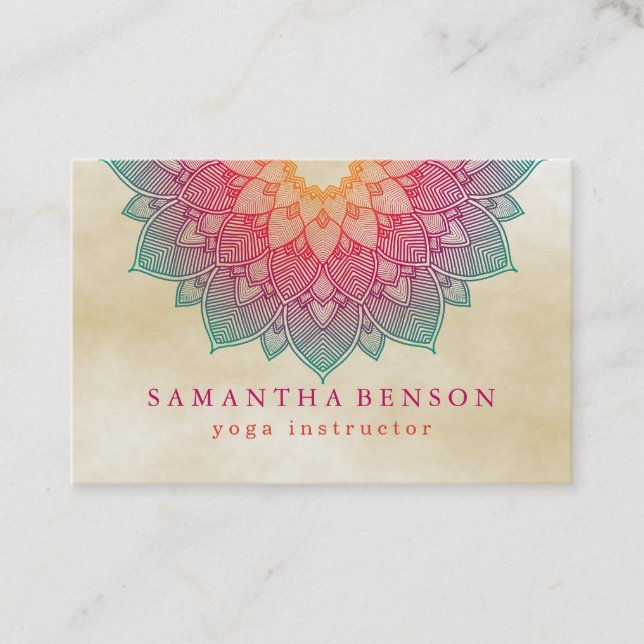 Elegant Lotus Flower Logo Yoga Business Card (Front)