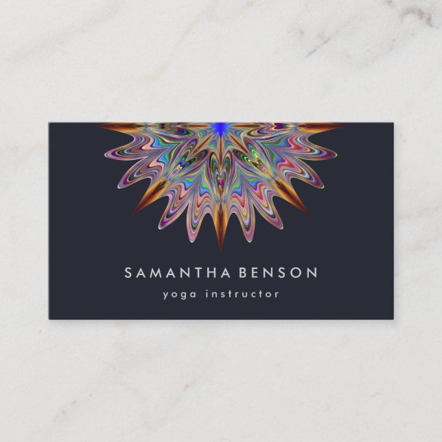 Elegant Lotus Flower Logo Yoga Business Card (Front)