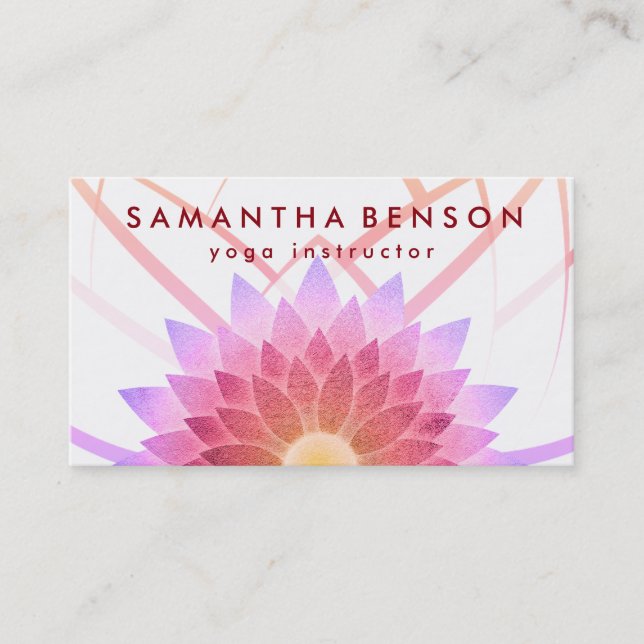 Elegant Lotus Flower Logo Yoga Business Card (Front)