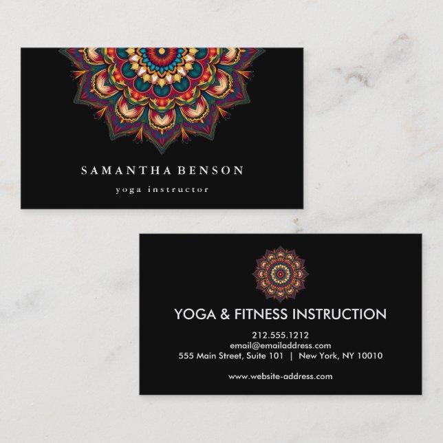 Elegant Lotus Flower Logo Yoga Business Card (Front/Back)