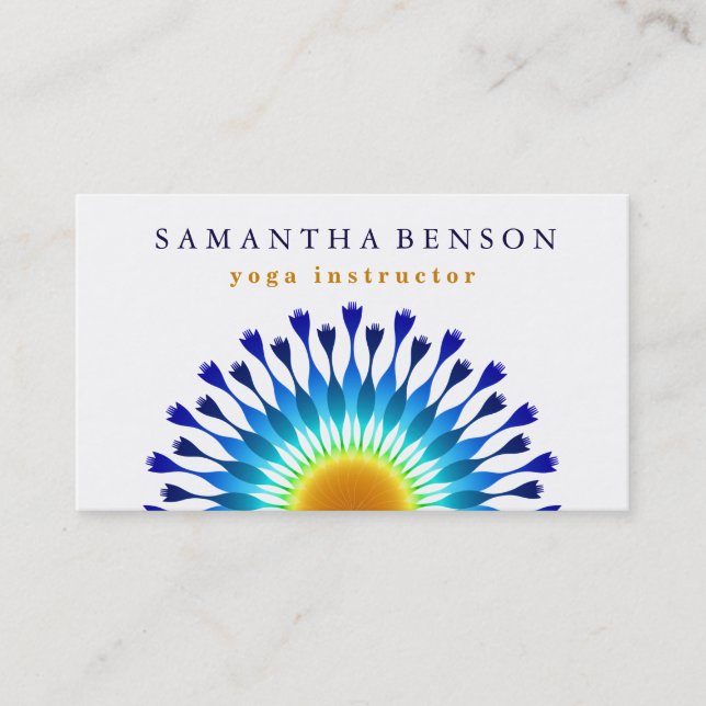 Elegant Lotus Flower Logo Yoga Business Card (Front)