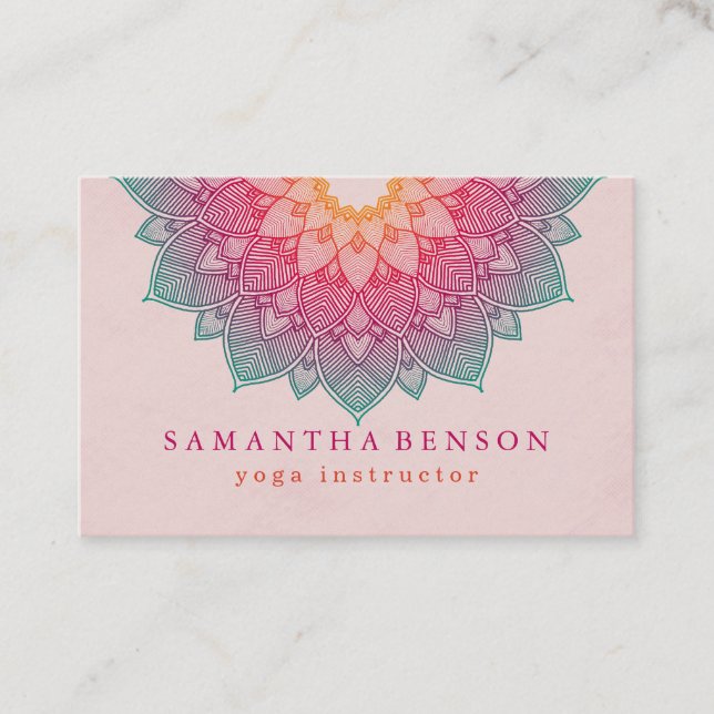 Elegant Lotus Flower Logo Yoga Business Card (Front)