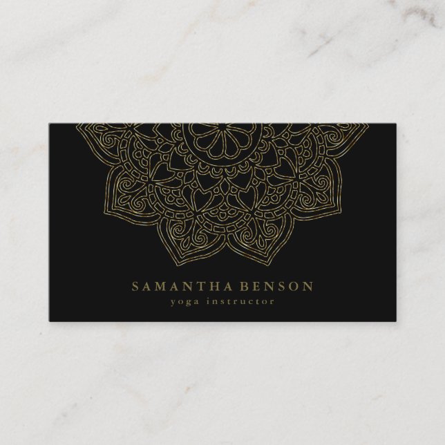 Elegant Lotus Flower Logo Yoga Business Card (Front)
