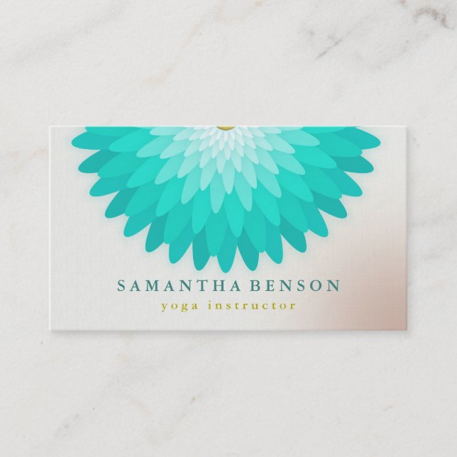 Elegant  Lotus Flower Logo Yoga Business Card (Front)