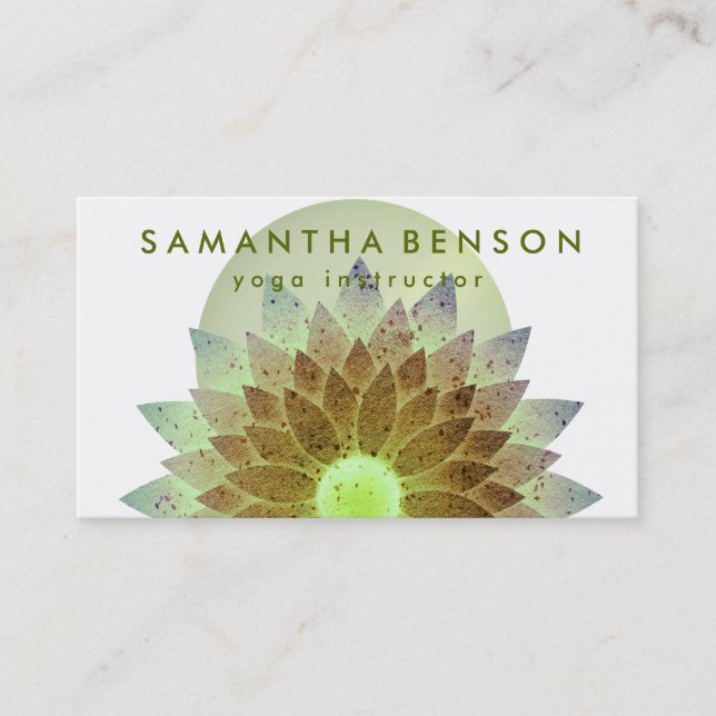 Elegant Lotus Flower Logo Yoga Business Card (Front)