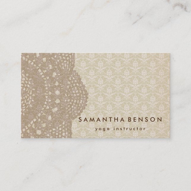 Elegant Lotus Flower Logo Yoga Business Card (Front)