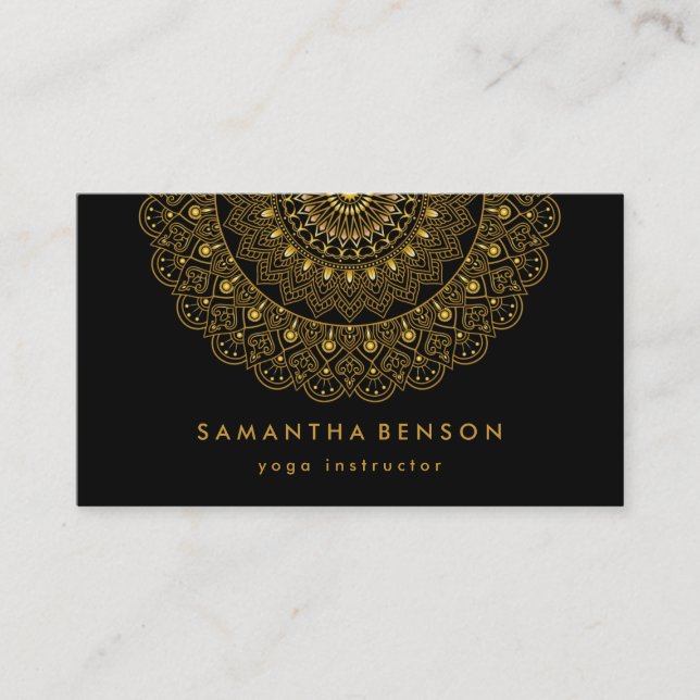 Elegant Lotus Flower Logo Yoga Business Card (Front)