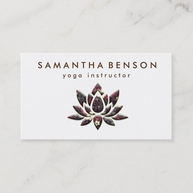 Elegant Lotus Flower Logo Yoga Business Card (Front)
