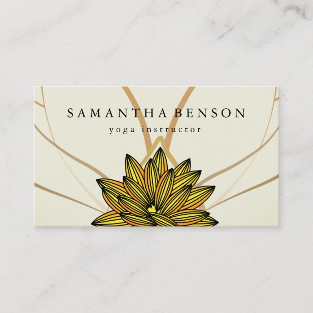Elegant Lotus Flower Logo Yoga Business Card (Front)