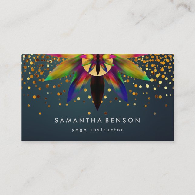 Elegant Lotus Flower Logo Yoga Business Card (Front)