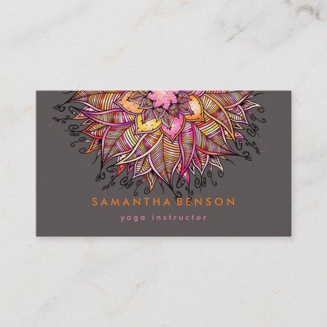 Elegant Lotus Flower Logo Yoga Business Card (Front)