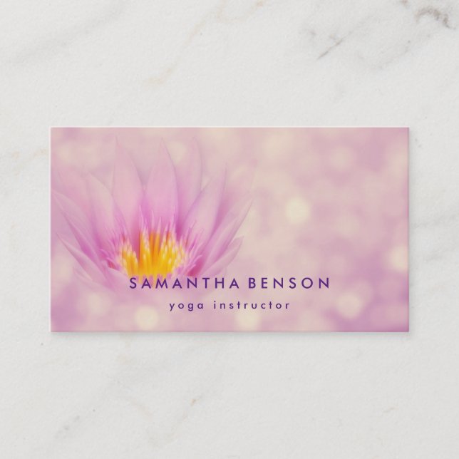 Elegant Lotus Flower Logo Yoga Business Card (Front)