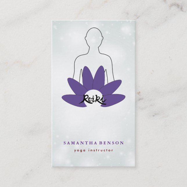 Elegant Lotus Flower Logo Yoga Business Card (Front)