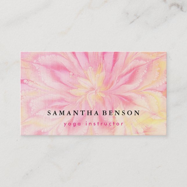 Elegant Lotus Flower Logo Yoga Business Card (Front)