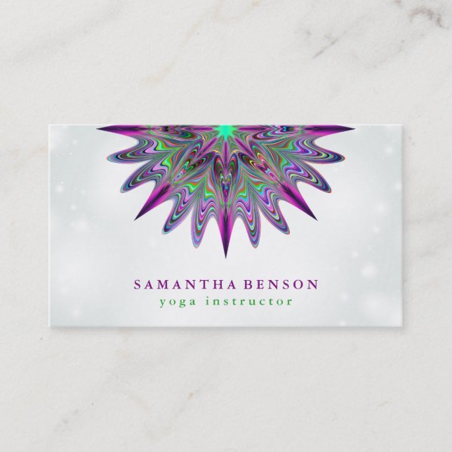 Elegant Lotus Flower Logo Yoga Business Card (Front)