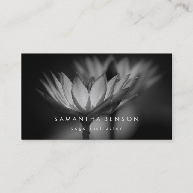 Elegant Lotus Flower Logo Yoga Business Card (Front)