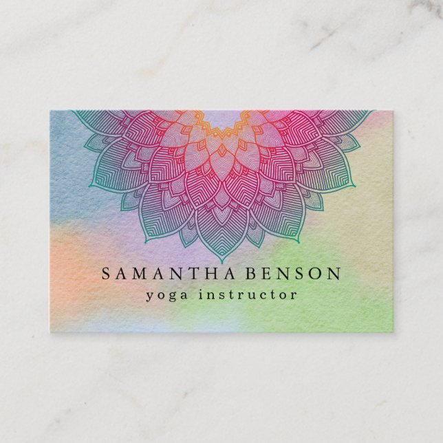 Elegant Lotus Flower Logo Yoga Business Card (Front)