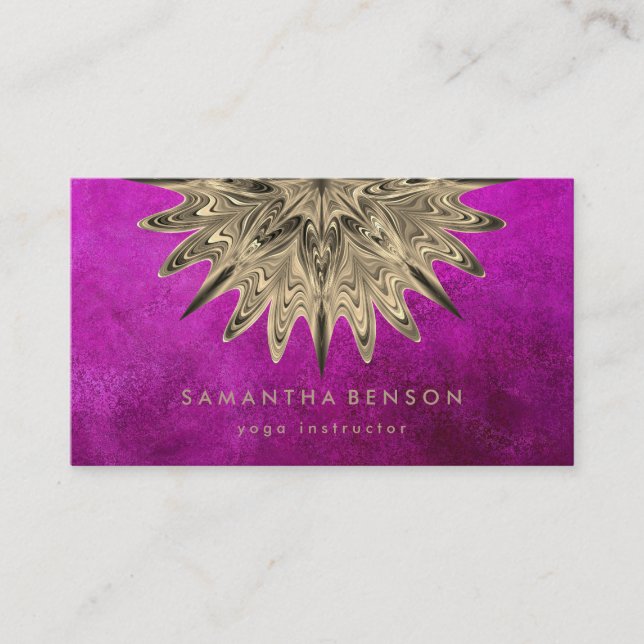 Elegant Lotus Flower Logo Yoga Business Card (Front)