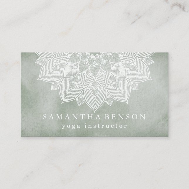 Elegant Lotus Flower Logo Yoga Business Card (Front)