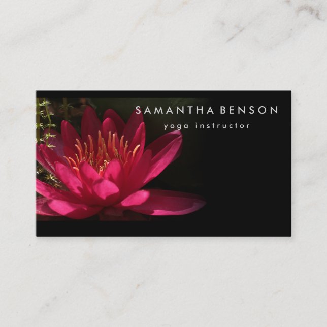 Elegant Lotus Flower Logo Yoga Business Card (Front)