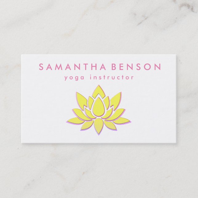 Elegant Lotus Flower Logo Yoga Business Card (Front)