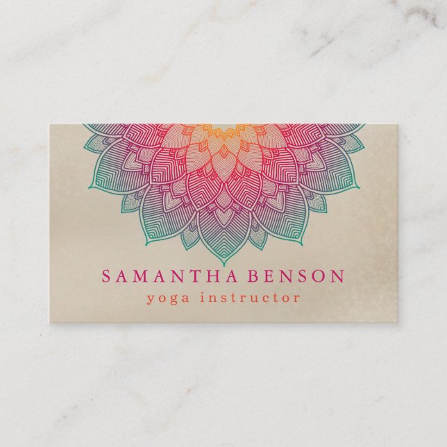 Elegant Lotus Flower Logo Yoga Business Card (Front)
