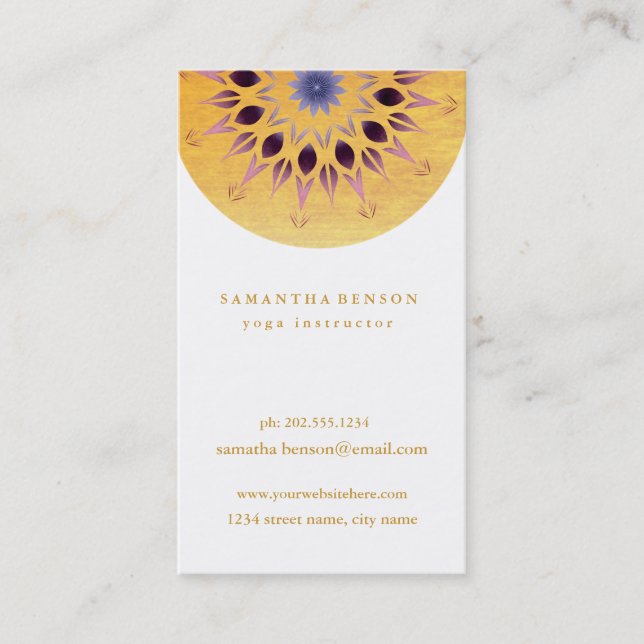 Elegant Lotus Flower Logo Yoga Business Card (Front)