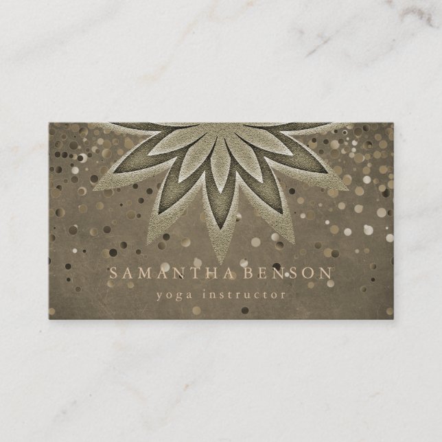 Elegant Lotus Flower Logo Yoga Confetti Business Card (Front)