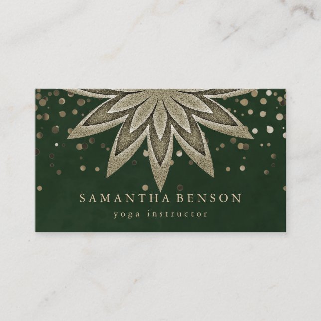 Elegant Lotus Flower Logo Yoga Confetti Business Card (Front)