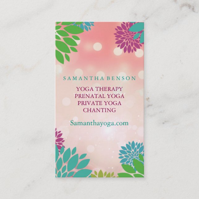 Elegant Lotus Flower Logo Yoga Healing Health Busi Business Card (Front)