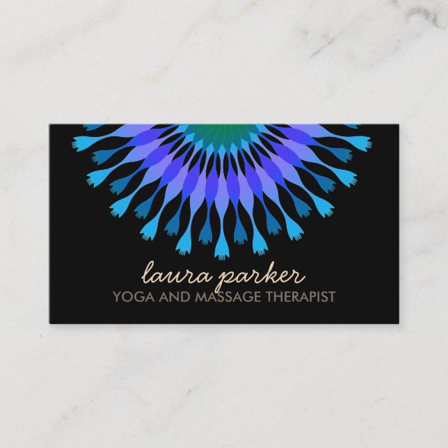 Elegant Lotus Flower Logo Yoga Healing Health Business Card (Front)