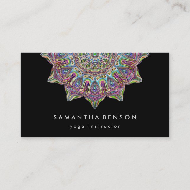 Elegant Lotus Flower Logo Yoga Mandala Business Card (Front)