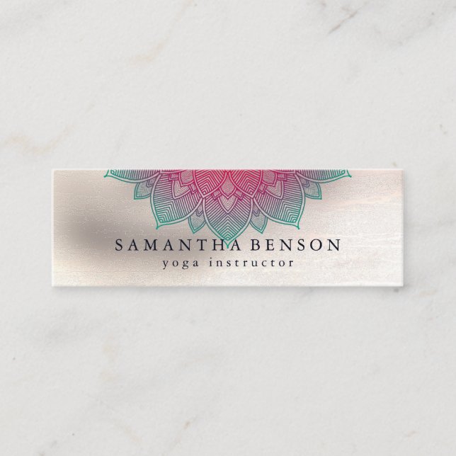 Elegant Lotus Flower Logo Yoga Mini Business Card (Front)