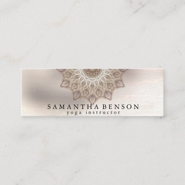 Elegant Lotus Flower Logo Yoga Mini Business Card (Front)